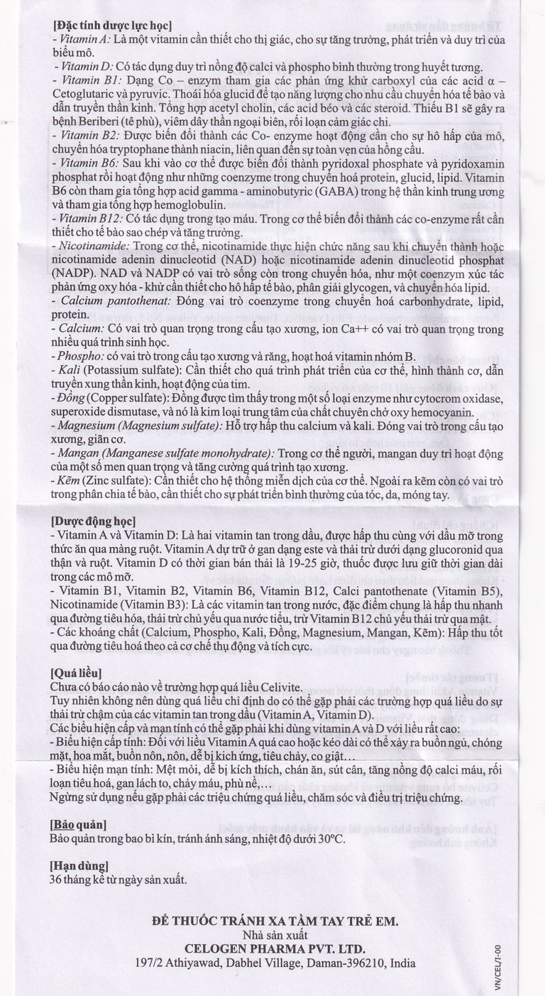 Thuốc Celivite Celogen Pharma bổ sung vitamin và khoáng chất (6 vỉ x 10 viên)