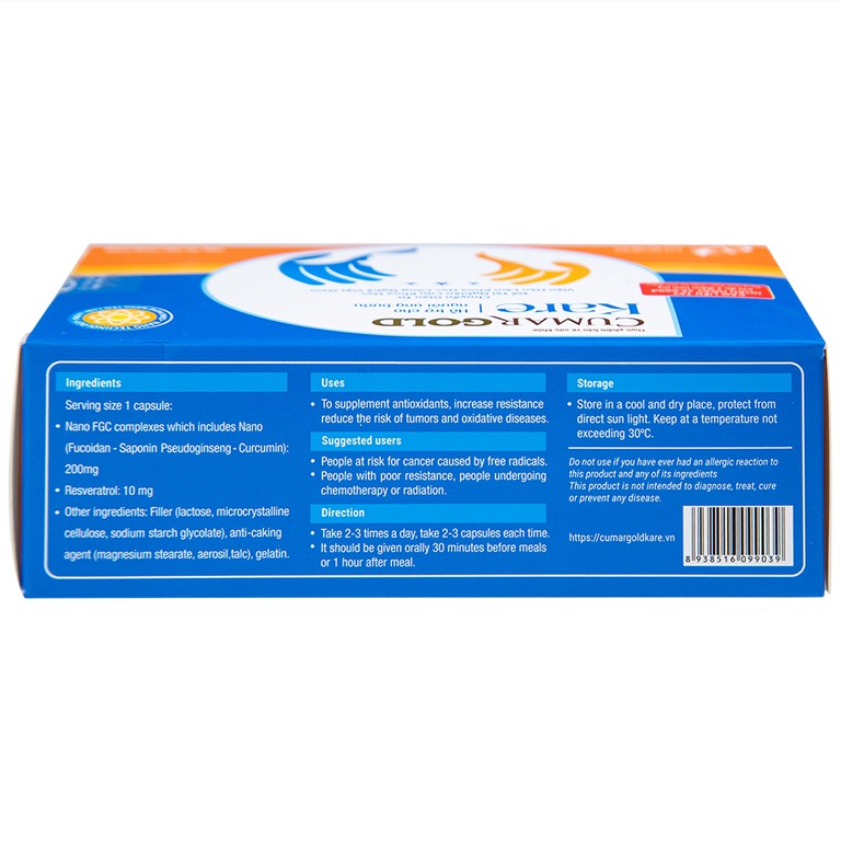 Viên uống CumarGold Kare CVI Pharma hỗ trợ giảm nguy cơ mắc ung bướu (3 vỉ x 10 viên)