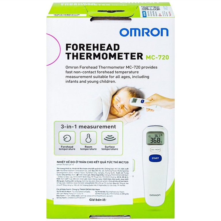 Nhiệt kế đo ở trán Omron Forehead Thermometer MC-720 cho kết quả tức thì