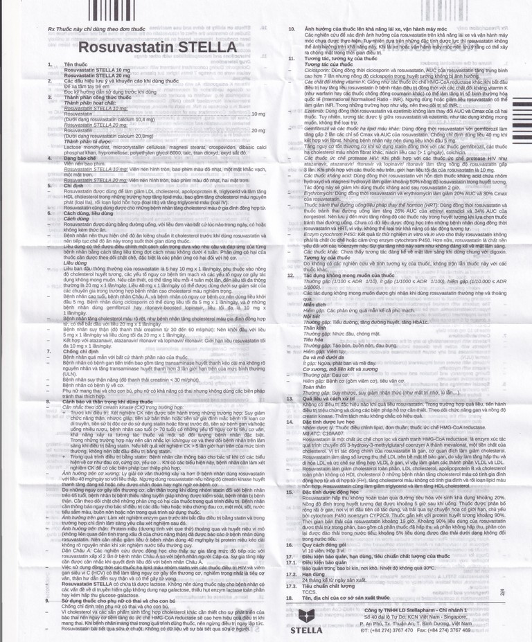 Thuốc Rosuvastatin Stella 20mg điều trị tăng cholesterol máu (3 vỉ x 10 viên)