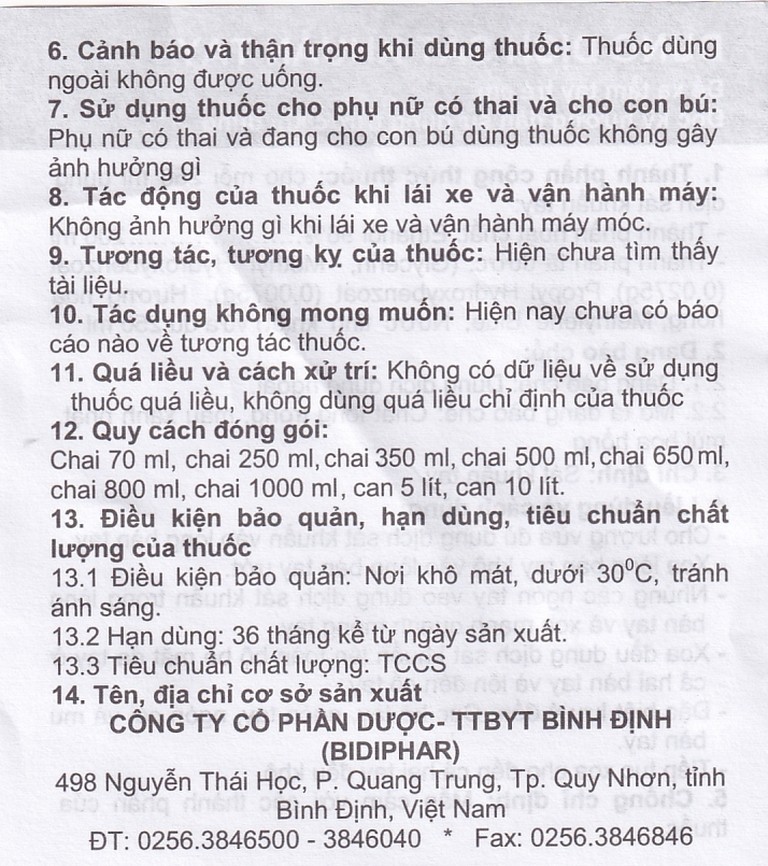 Dung dịch sát khuẩn tay Bidiphar (250ml)