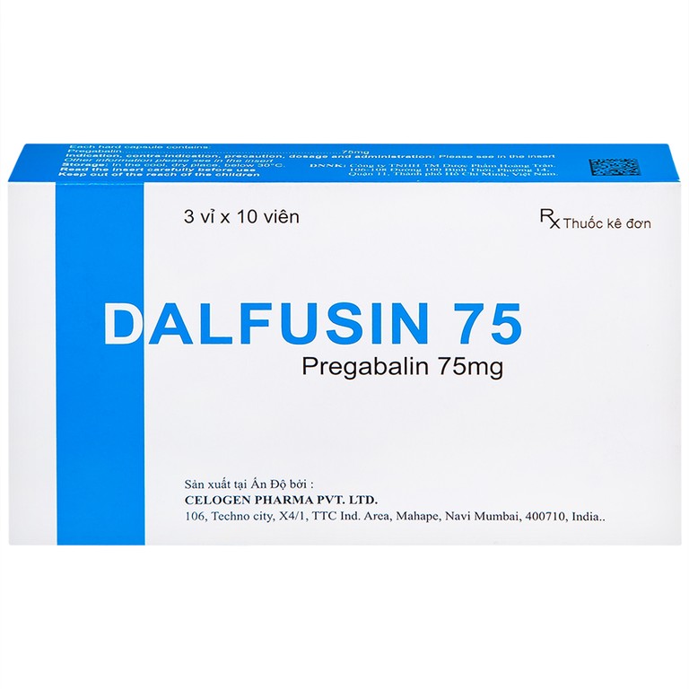 Thuốc Dalfusin 75 Celogen điều trị đau thần kinh, hỗ trợ điều trị động kinh (3 vỉ x 10 viên)