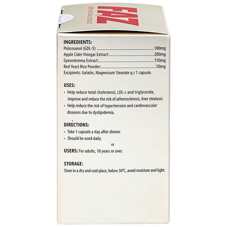 Viên uống FAZ Ecogreen hỗ trợ giảm cholesterol toàn phần, giảm LDL-c (30 viên)