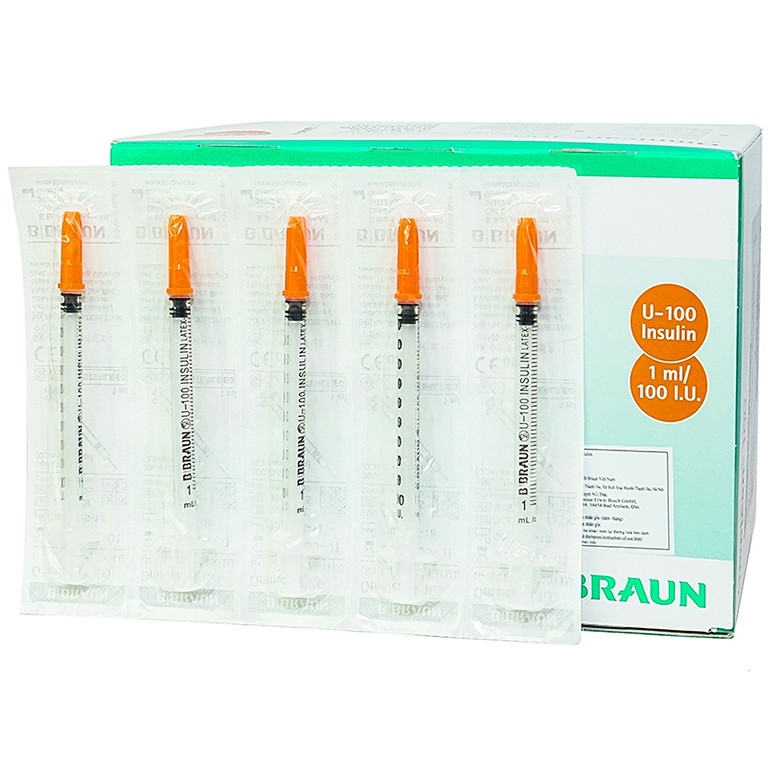 Kim tiêm tiểu đường B.Braun Omnican 1ml/100 I.U màu cam dùng cho người tiểu đường (100 cái)