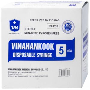 Bơm tiêm sử dụng một lần Vinahankook 5ml/cc được khử trùng bằng khí E.O (100 cái)