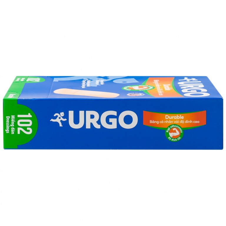 Băng cá nhân vải độ dính cao Urgo Durable size 2cm x 6cm bảo vệ các vết thương nhỏ, vết trầy xước, rách da (102 miếng)