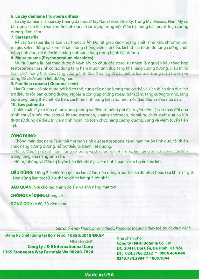 Viên uống BoniSeal Botania tăng cường sức khỏe tinh hoàn, suy giảm ham muốn tình dục ở nam giới (60 viên)