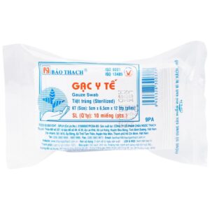 Gạc y tế tiệt trùng 5cm x 6.5cm x 12 lớp Bảo Thạch sơ cứu vết thương, thấm máu và dịch tiết (100 gói)