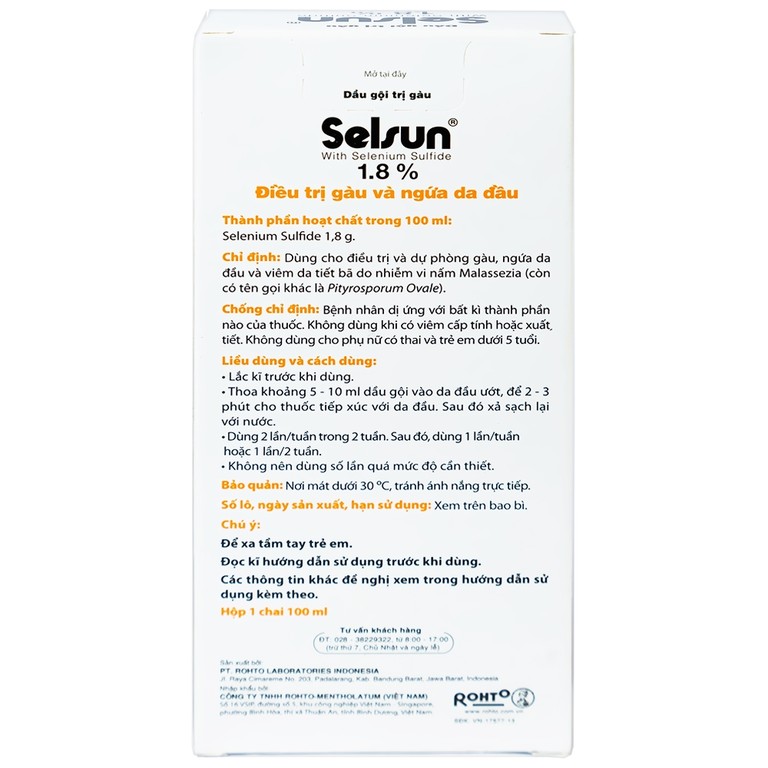 Dầu gội trị gàu Selsun 1,8% Rohto điều trị gàu và ngứa da đầu (100ml)