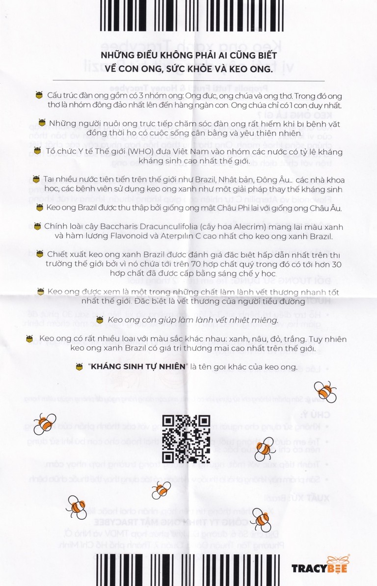 Keo ong xanh Tracybee Propolis Tutti Frutti & Honey vị trái cây giúp giảm đau, viêm họng, ho do nhiễm khuẩn (30ml)