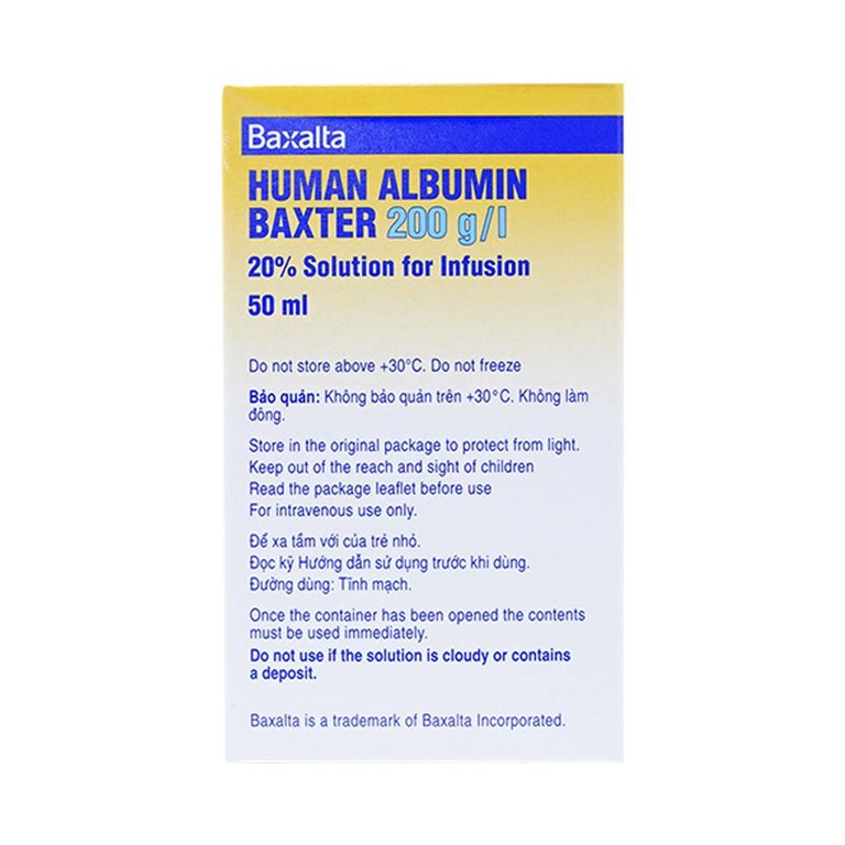 Dung dịch tiêm Human Albumin Baxter 200g/l dùng trong phục hồi và duy trì thể tích máu (50ml)