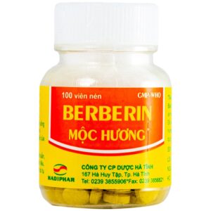 Thuốc Berberin Mộc Hương Hadiphar điều trị lỵ trực khuẩn, hội chứng lỵ (100 viên)