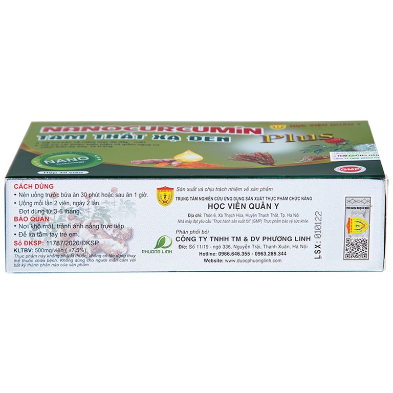 Viên uống Nanocurcumin Tam Thất Xạ Đen Plus giảm viêm loét dạ dày, tá tràng (3 vỉ x 10 viên)