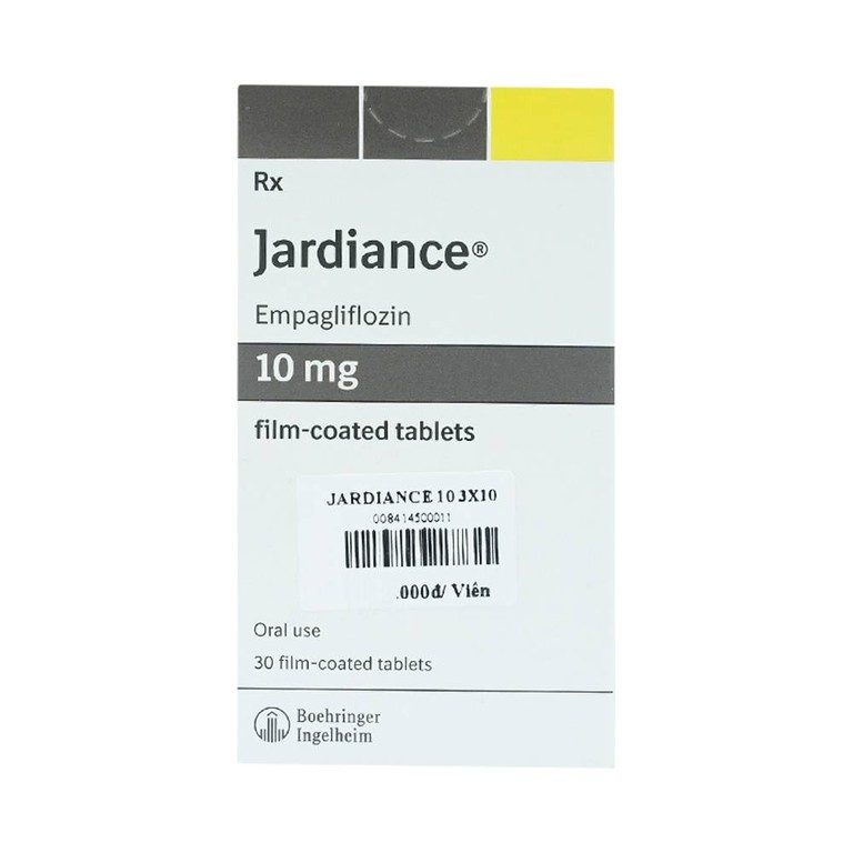 Viên nén Jardiance 10mg Boehringer điều trị đái tháo đường típ 2, suy tim, bệnh thận mạn tính (3 vỉ x 10 viên)