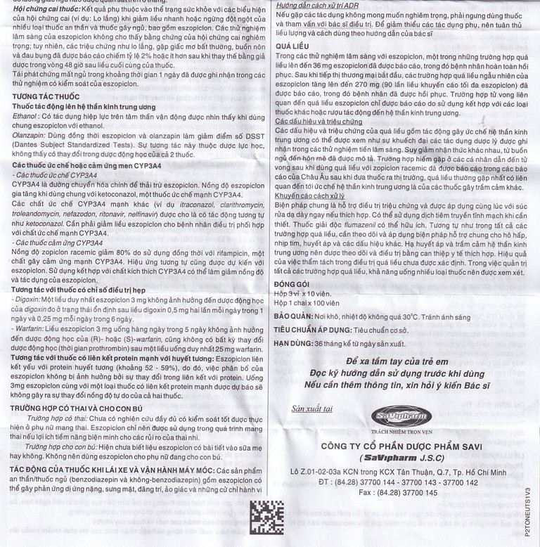 Thuốc Neuractine 2mg SaVi điều trị chứng mất ngủ (3 vỉ x 10 viên)