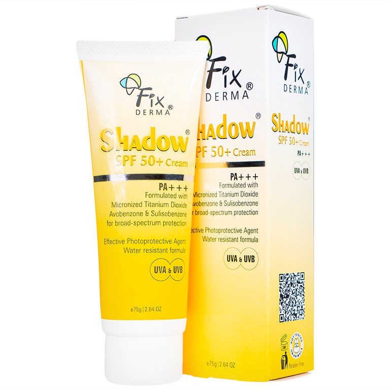 Kem chống nắng Fixderma Shadow SPF 50+ Cream chống nắng mạnh, dưỡng ẩm da (75g)