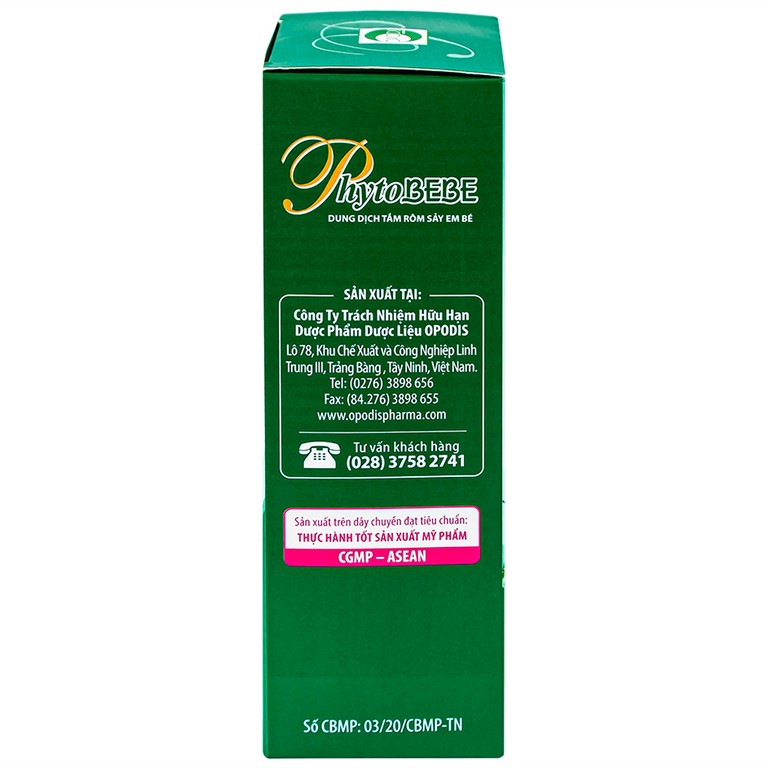 Dung dịch tắm Phyto Bebe Opodis làm giảm rôm sảy, giảm kích ứng (250ml)