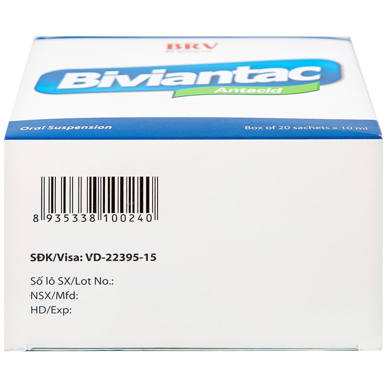 Hỗn dịch uống Biviantac BRV điều trị triệu chứng ăn không tiêu, đầy hơi (20 gói x 10 ml)