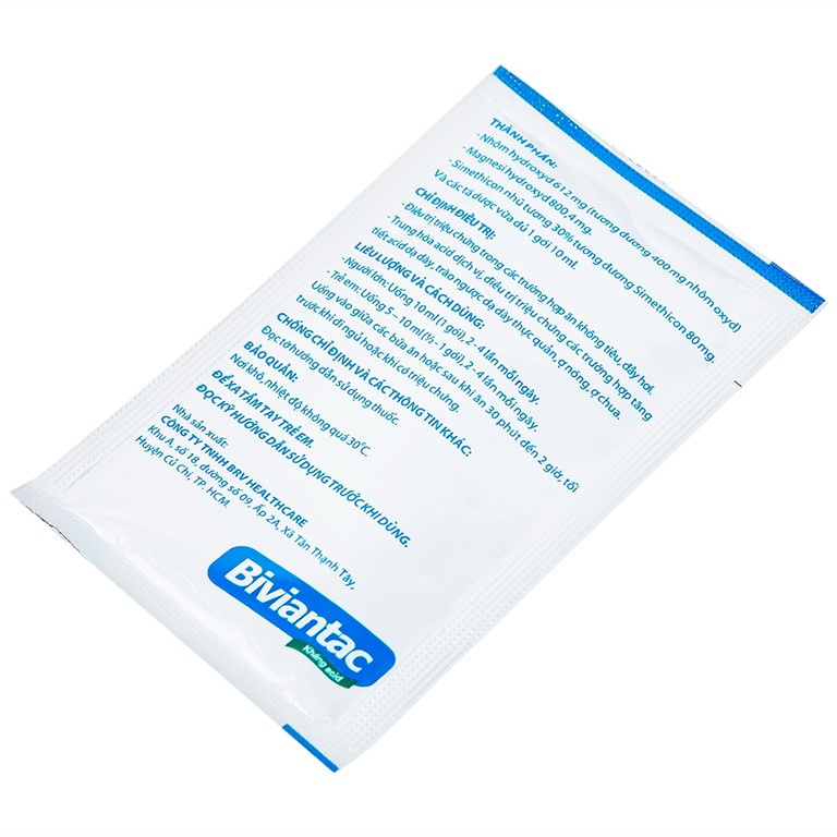 Hỗn dịch uống Biviantac BRV điều trị triệu chứng ăn không tiêu, đầy hơi (20 gói x 10 ml)