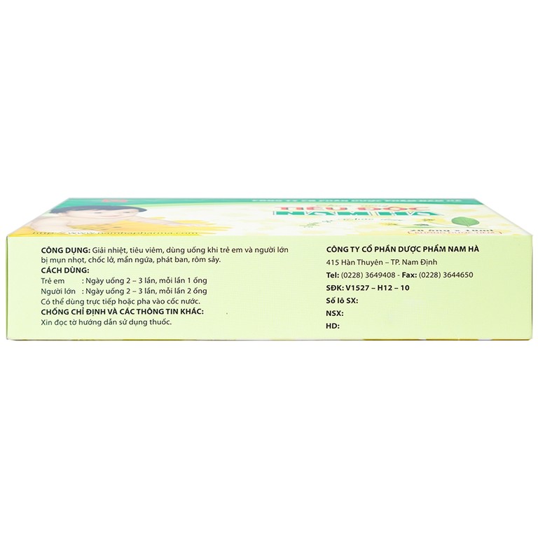 Dung dịch Tiêu Độc Nam Hà giải nhiệt độc, tiêu viêm (20 ống x 10ml)