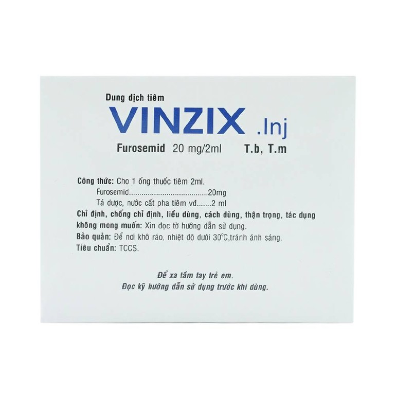 Dung dịch Vinzix 20mg/2ml Vinphaco điều trị phù trong suy tim sung huyết (10 vỉ x 5 ống x 2ml)