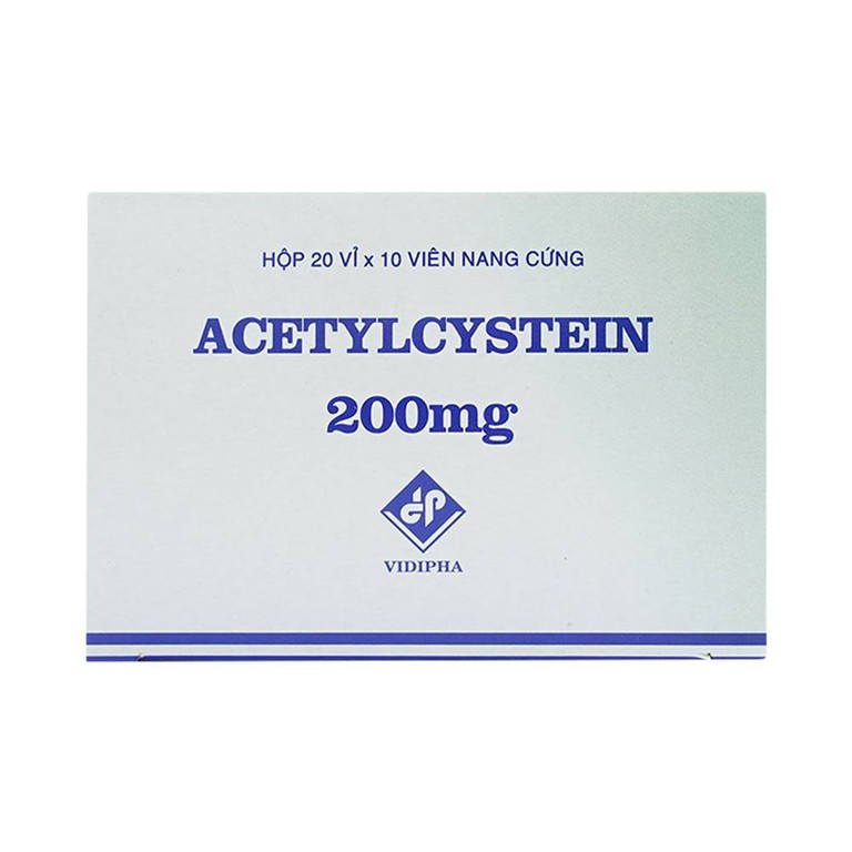 Thuốc Acetylcystein 200mg Vidipha tiêu nhầy trong bệnh viêm phế quản, bệnh nhầy nhớt (20 vỉ x 10 viên)