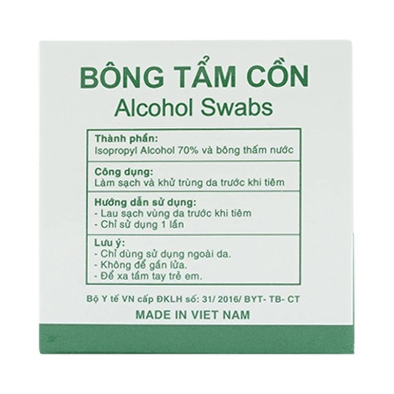 Bông tẩm cồn Alcohol Swabs Tanaphar làm sạch và khử trùng da trước khi tiêm (100 miếng)