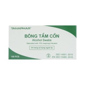Bông tẩm cồn Alcohol Swabs Tanaphar làm sạch và khử trùng da trước khi tiêm (100 miếng)