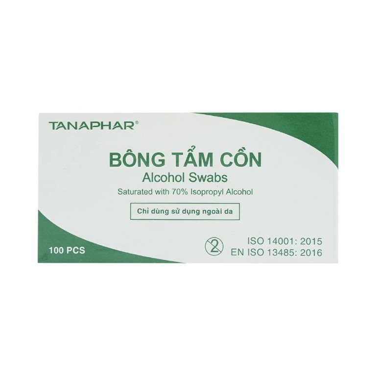Bông tẩm cồn Alcohol Swabs Tanaphar làm sạch và khử trùng da trước khi tiêm (100 miếng)