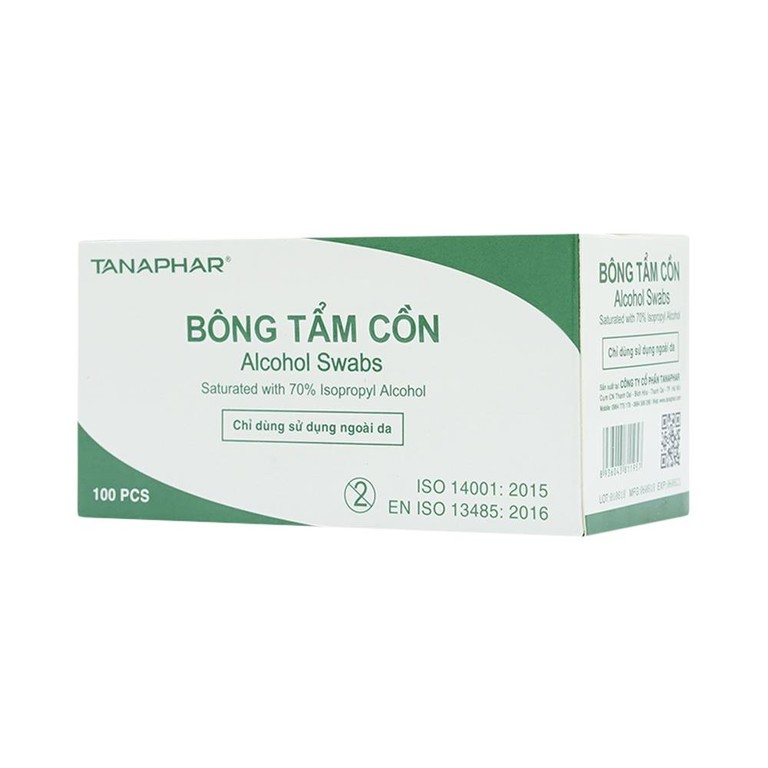 Bông tẩm cồn Alcohol Swabs Tanaphar làm sạch và khử trùng da trước khi tiêm (100 miếng)