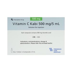 Thuốc tiêm Vitamin C Kabi 500mg/5ml phòng và điều trị bệnh Scorbut (1 vỉ x 6 ống )