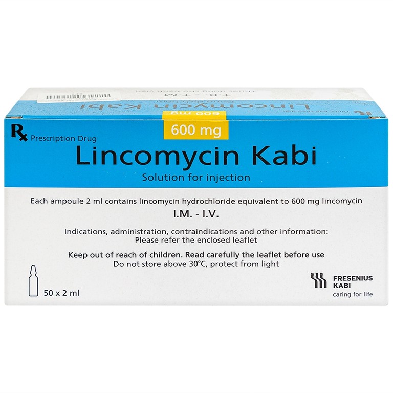 Thuốc tiêm Lincomycin Kabi điều trị nhiễm khuẩn nặng (50 ống x 2ml)