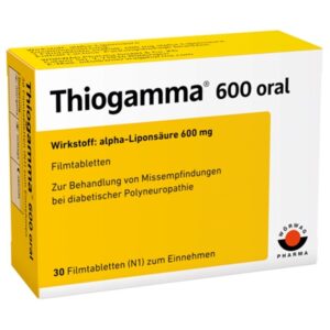 Thuốc Thiogamma 600 oral điều trị rối loạn cảm giác do tiểu đường (3 vỉ x 10 viên)