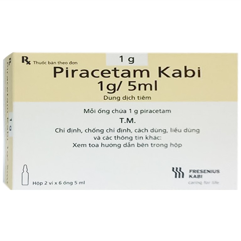 Thuốc Piracetam Kabi 1g/5ml Bidiphar điều trị suy giảm trí nhớ (2 vỉ x 6 ống x 5ml)