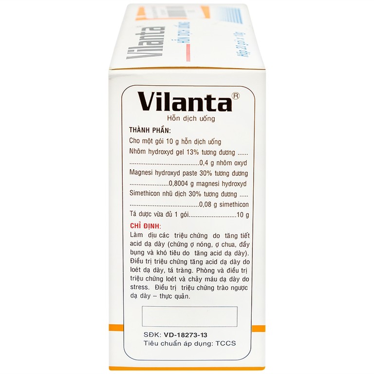 Thuốc Vilanta Pharimexco dịu triệu chứng ợ nóng, ợ chua (20 gói x 10g)