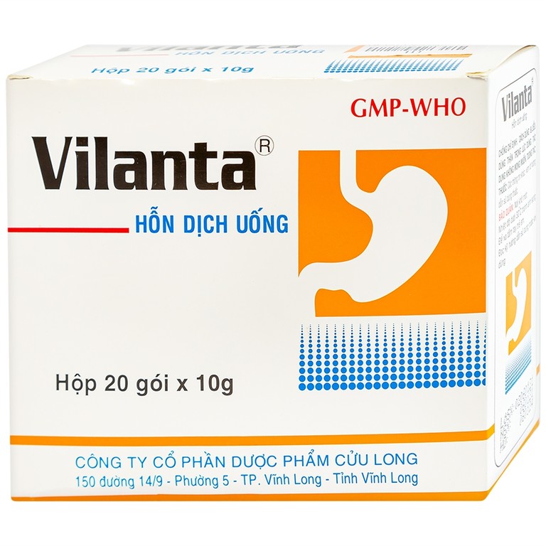 Thuốc Vilanta Pharimexco dịu triệu chứng ợ nóng, ợ chua (20 gói x 10g)