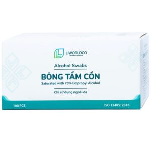 Bông tẩm cồn Alcohol Swabs Liworldco làm sạch và khử trùng da trước khi tiêm (100 miếng)