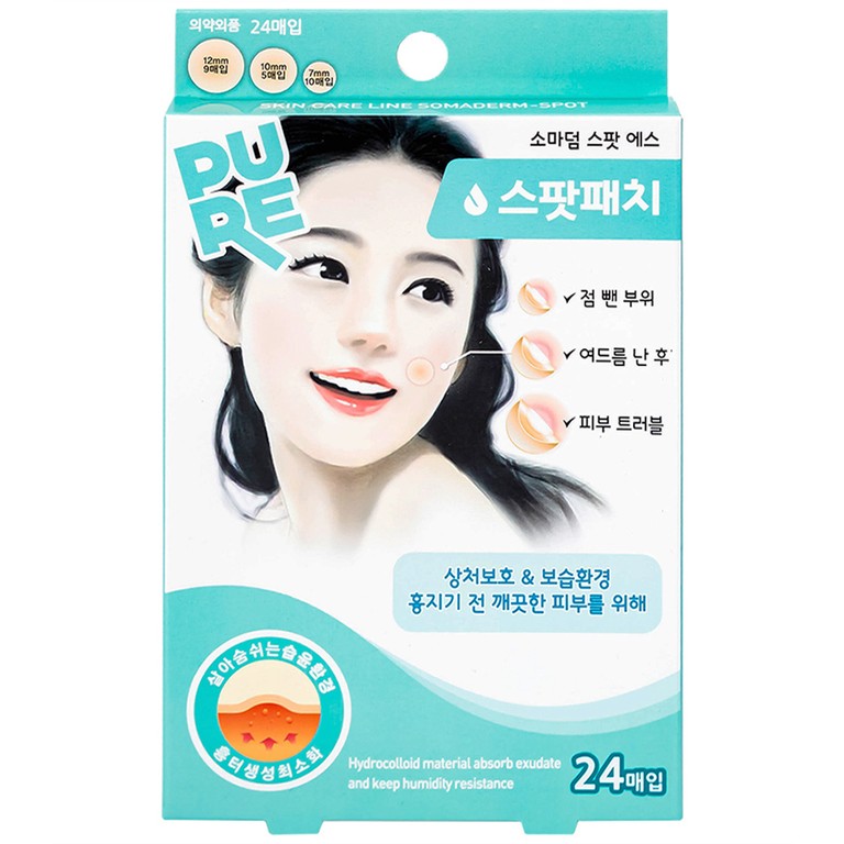 Miếng dán mụn Somaderm - Spot Young Chemical Vina hỗ trợ làm lành vết thương (24 miếng)