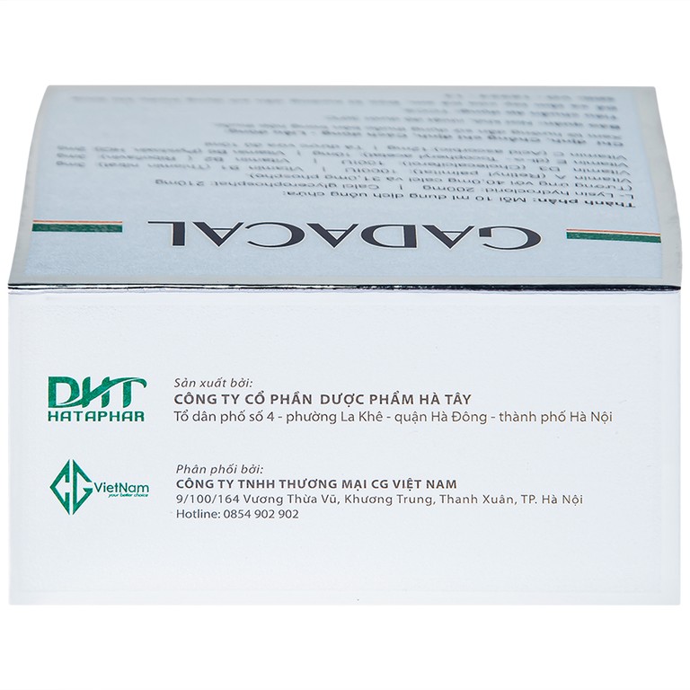 Dung dịch uống Gadacal Hà Tây bổ sung Calci, Lysin và các Vitamin (20 ống x 10ml)