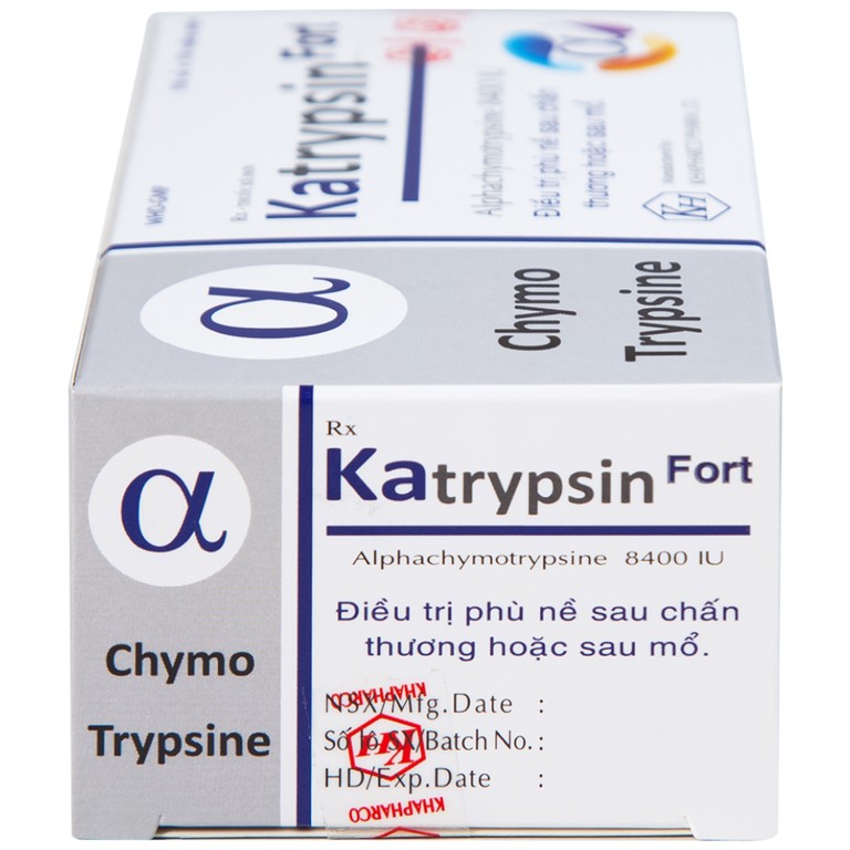 Viên nén Katrypsin Fort 8400IU Khapharco điều trị phù nề sau chấn thương, sau mổ (10 vỉ x 10 viên)
