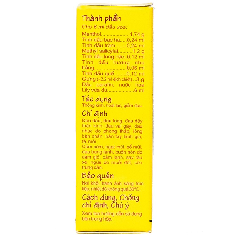 Dầu gừng Thái Dương điều trị đau đầu, đau lưng, đau dây thần kinh vai gáy (6ml)