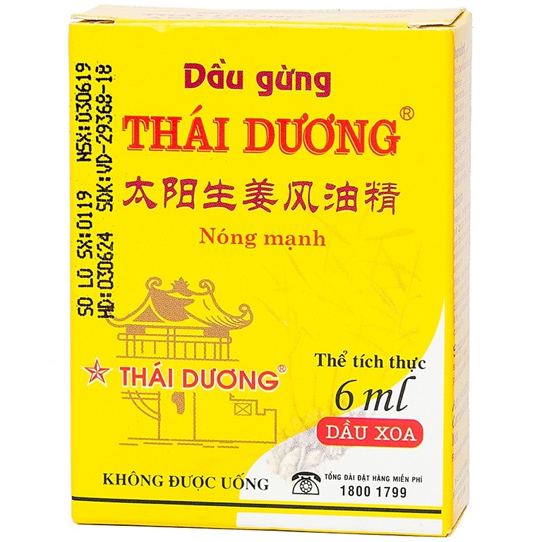 Dầu gừng Thái Dương điều trị đau đầu, đau lưng, đau dây thần kinh vai gáy (6ml)