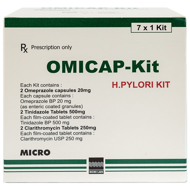 Thuốc Omicap-Kit Micro điều trị viêm dạ dày mãn tính, loét dạ dày - tá tràng (7 kít)