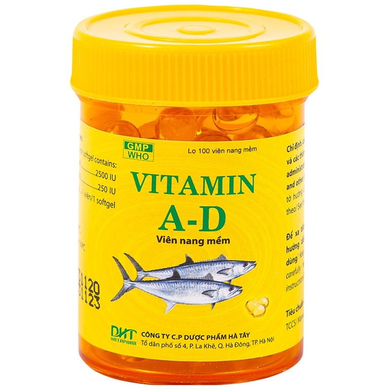 Thuốc Vitamin A-D Hataphar phòng và điều trị thiếu Vitamin A và D (100 viên)