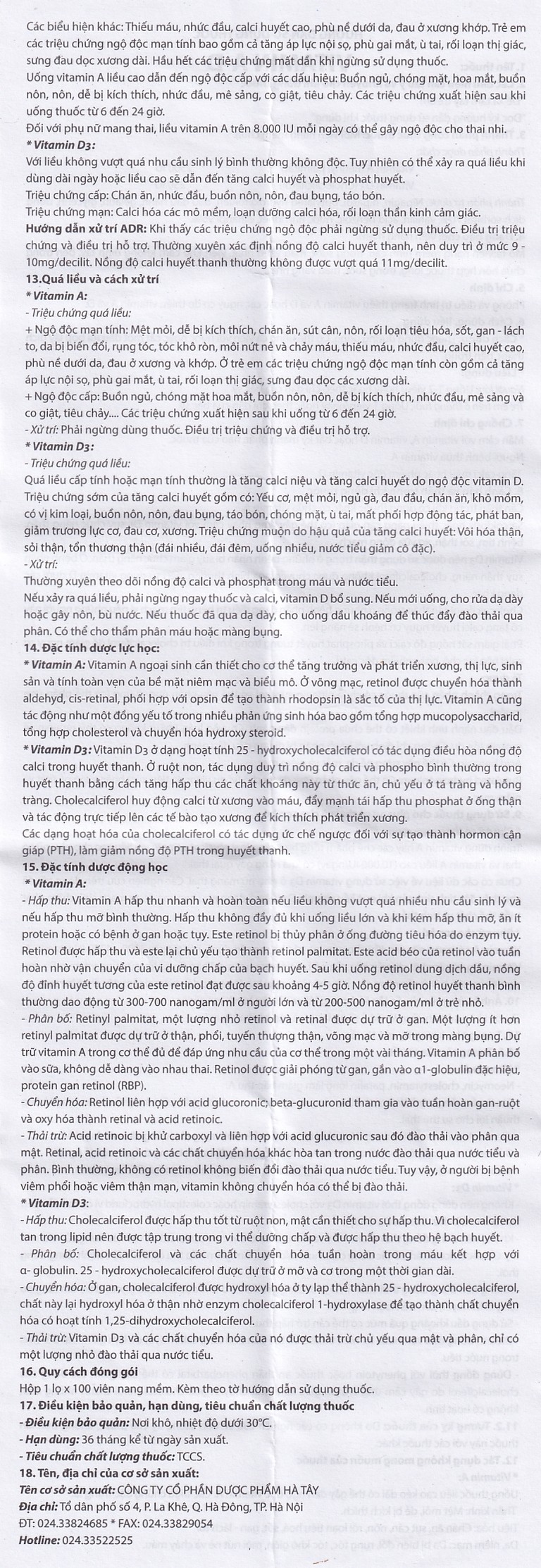 Thuốc Vitamin A-D Hataphar phòng và điều trị thiếu Vitamin A và D (100 viên)