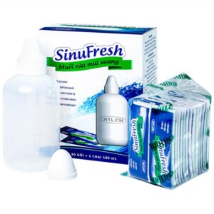 Muối rửa mũi xoang SinuFresh Cát Linh dùng cho khô mũi, ngạt mũi, chảy nước mũi (30 gói + 1 chai 180ml)