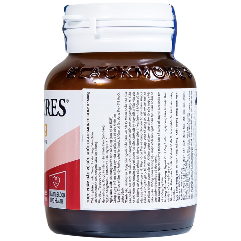 Viên uống Blackmores CoQ10 150mg hỗ trợ chống oxy hóa và duy trì sức khỏe tim (30 viên)