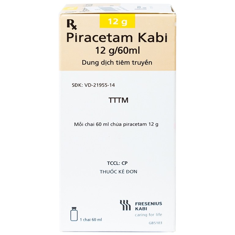 Dịch truyền Piracetam Kabi 12g/60ml Fresenius Kabi điều trị triệu chứng chóng mặt (60ml)