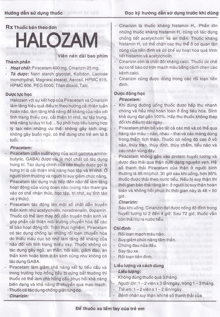 Thuốc Halozam Hasan điều trị rối loạn mạch máu não, suy giảm chức năng tâm thần (10 vỉ x 10 viên)