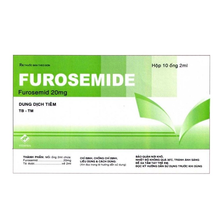 Dung dịch tiêm Furosemide 20mg Vidipha điều trị phù phổi cấp, phù do tim, gan, thận (5 vỉ x 10 ống)